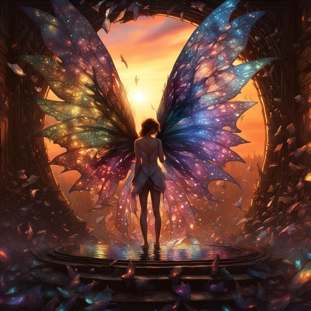 Shattered Heart with Fairy Dust in Dark Fantasy Art