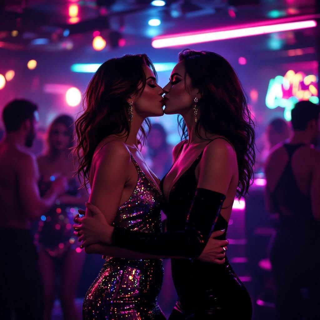 Passionate Nightclub Dance Between Two Women