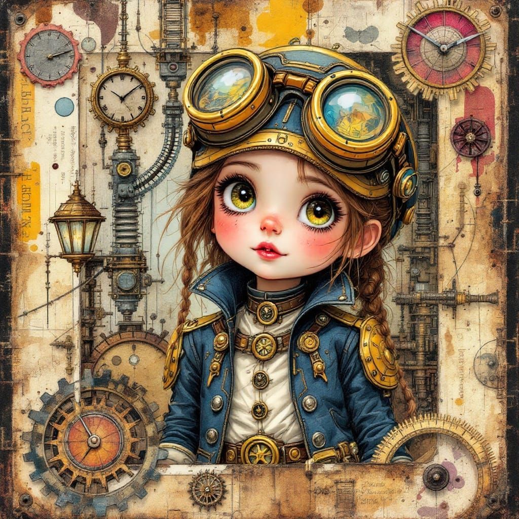 Steampunk Girl in Junk Journal Collage
