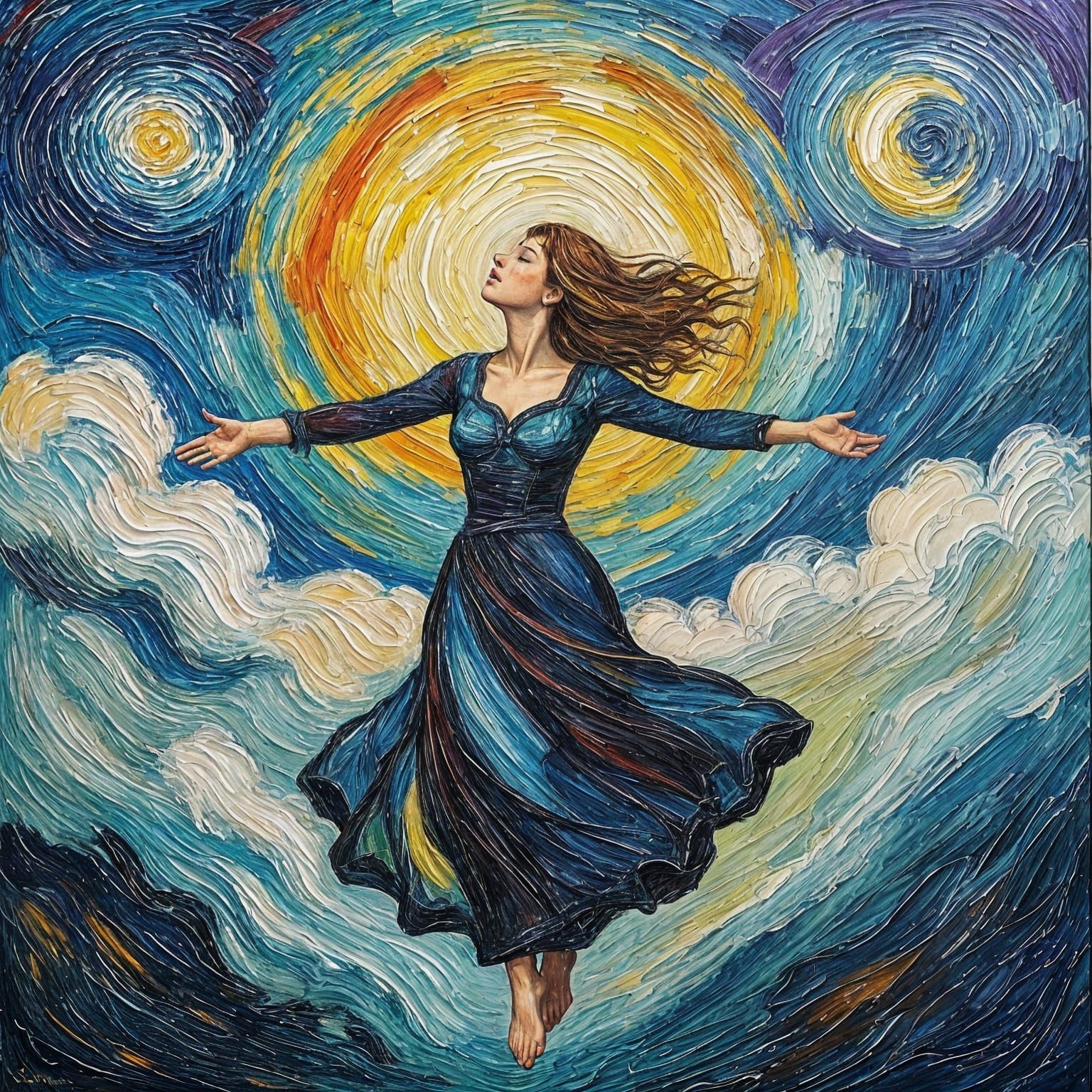 Expressive Oil Painting with Impasto Texture and Vibrant Col...