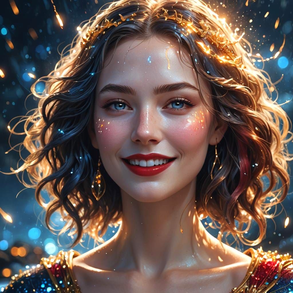 Golden Sparks: A Stunning Digital Portrait of a Girl