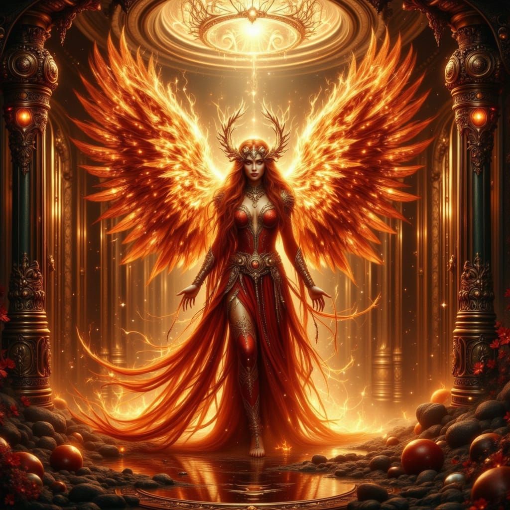 Flame Angel in Elevator, Syd Mead Style