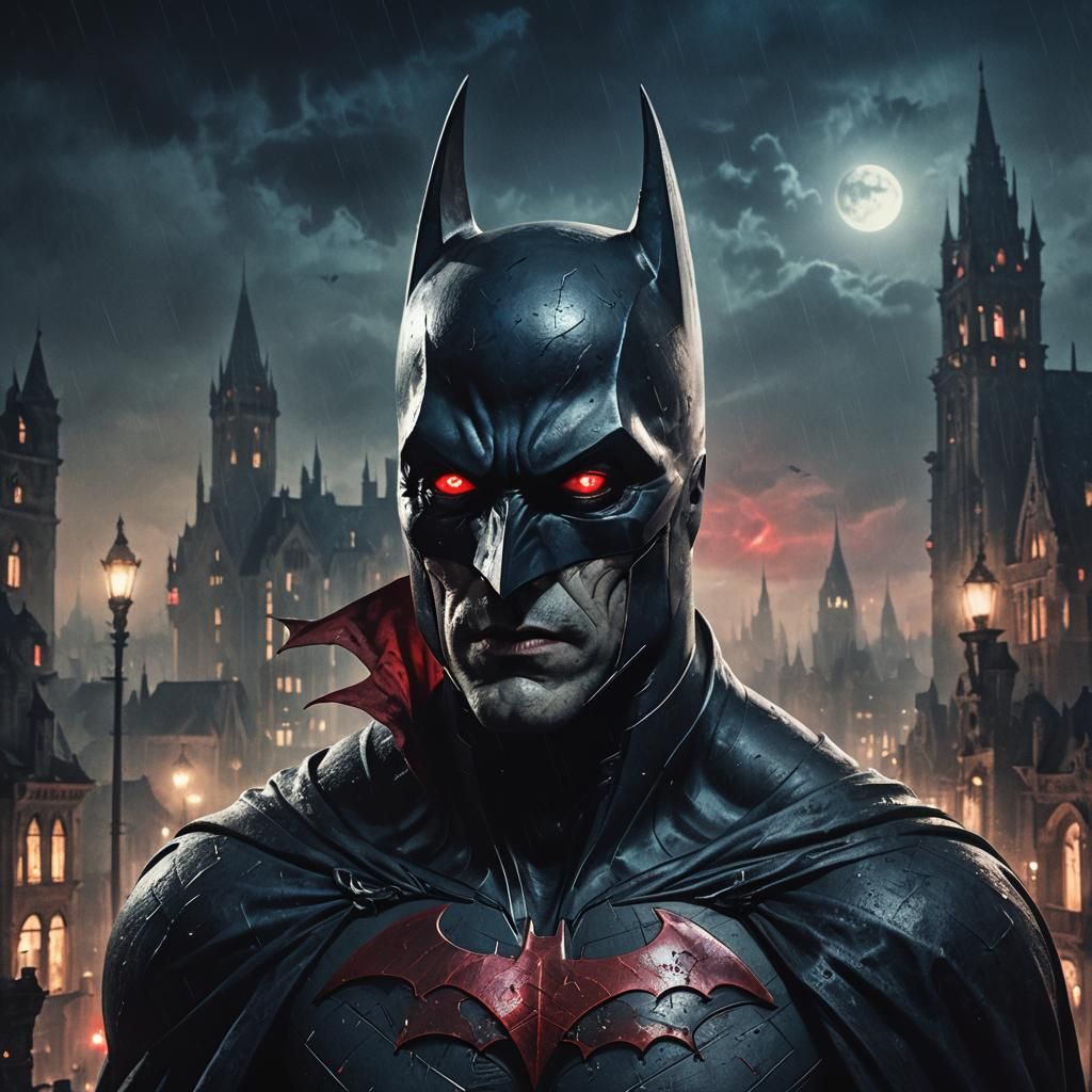 Vampire Batman Bust in Dark Gothic Art