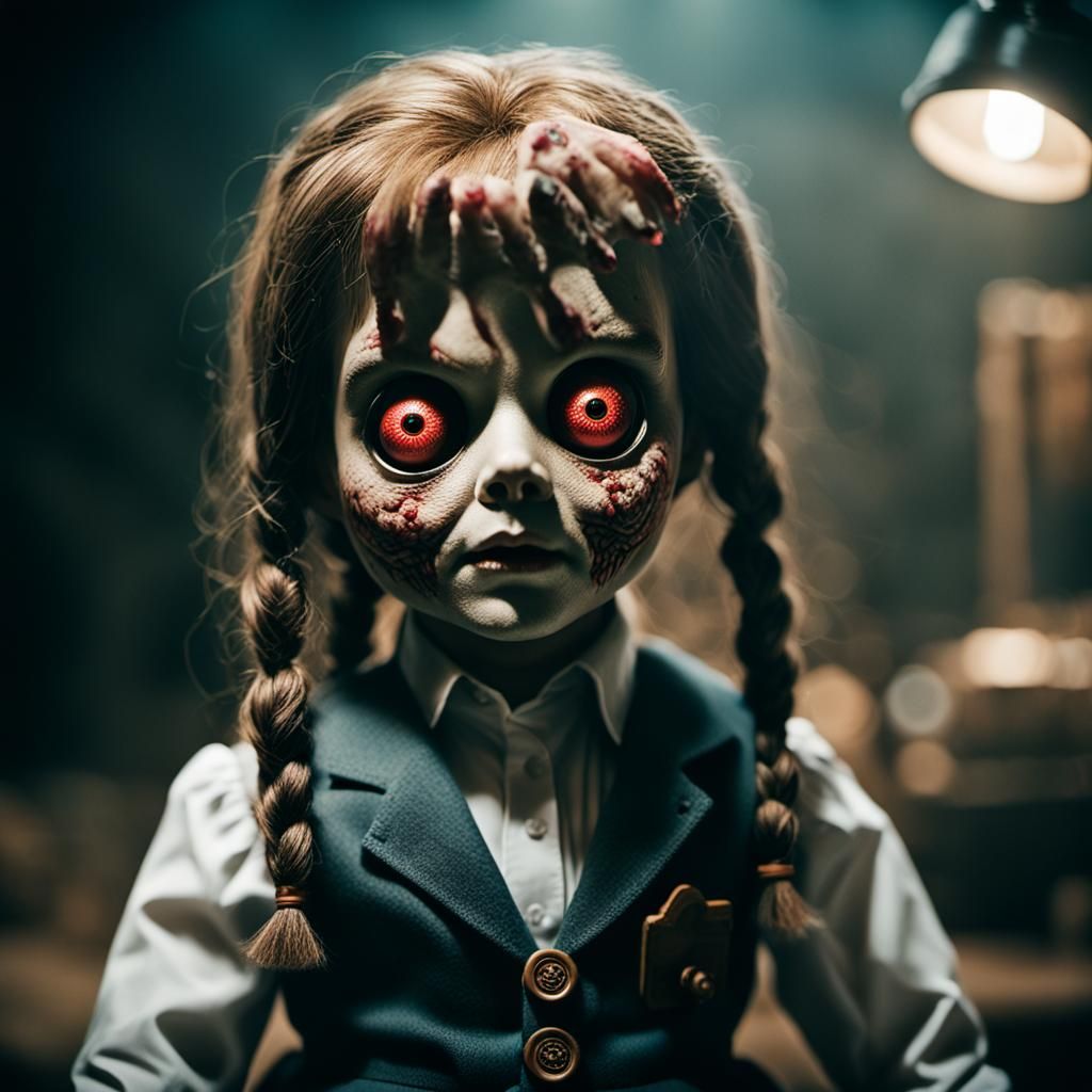 Creepy Doll in Cinematic Film Style