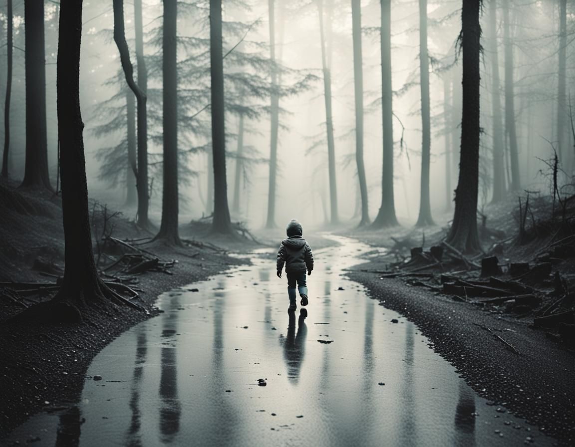 Lost Child on Misty Path: Film Noir Style