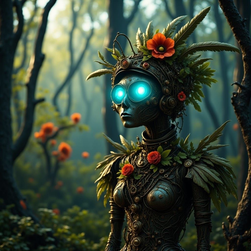 Enchanted Forest Scarecrow with Glowing Eyes