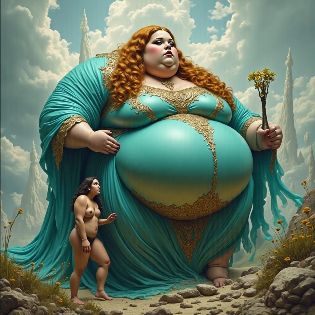 Gentle Giantess of Turquoise and Gold