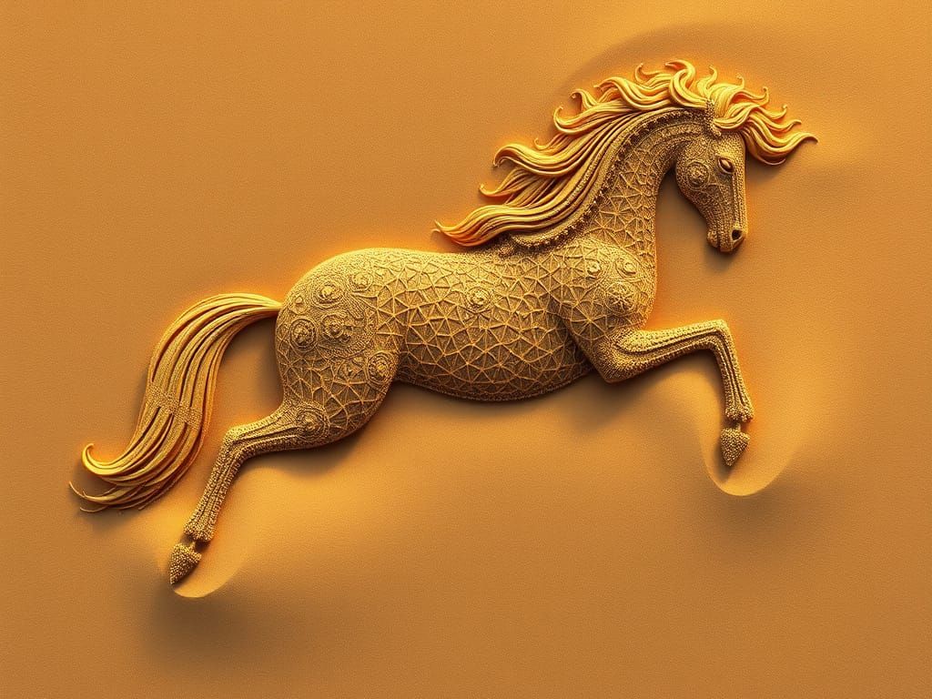 Desert Horse Fractal Genesis in Filigree Ornaments