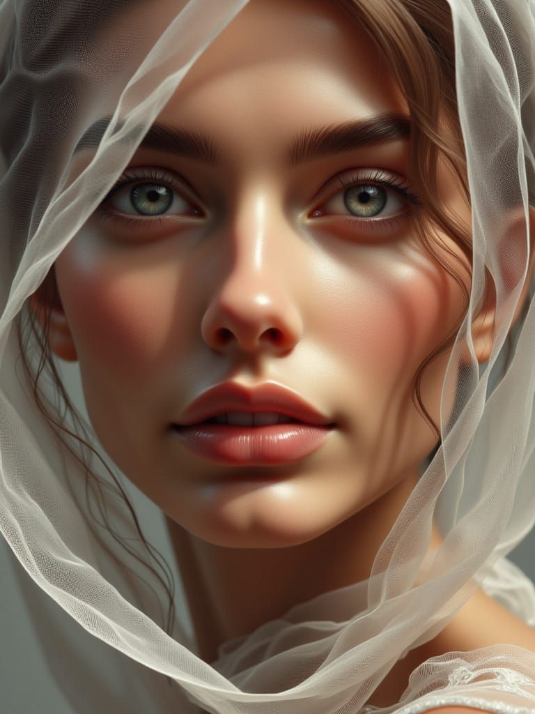 Elegant Woman Portrait in Hyperrealistic Digital Art