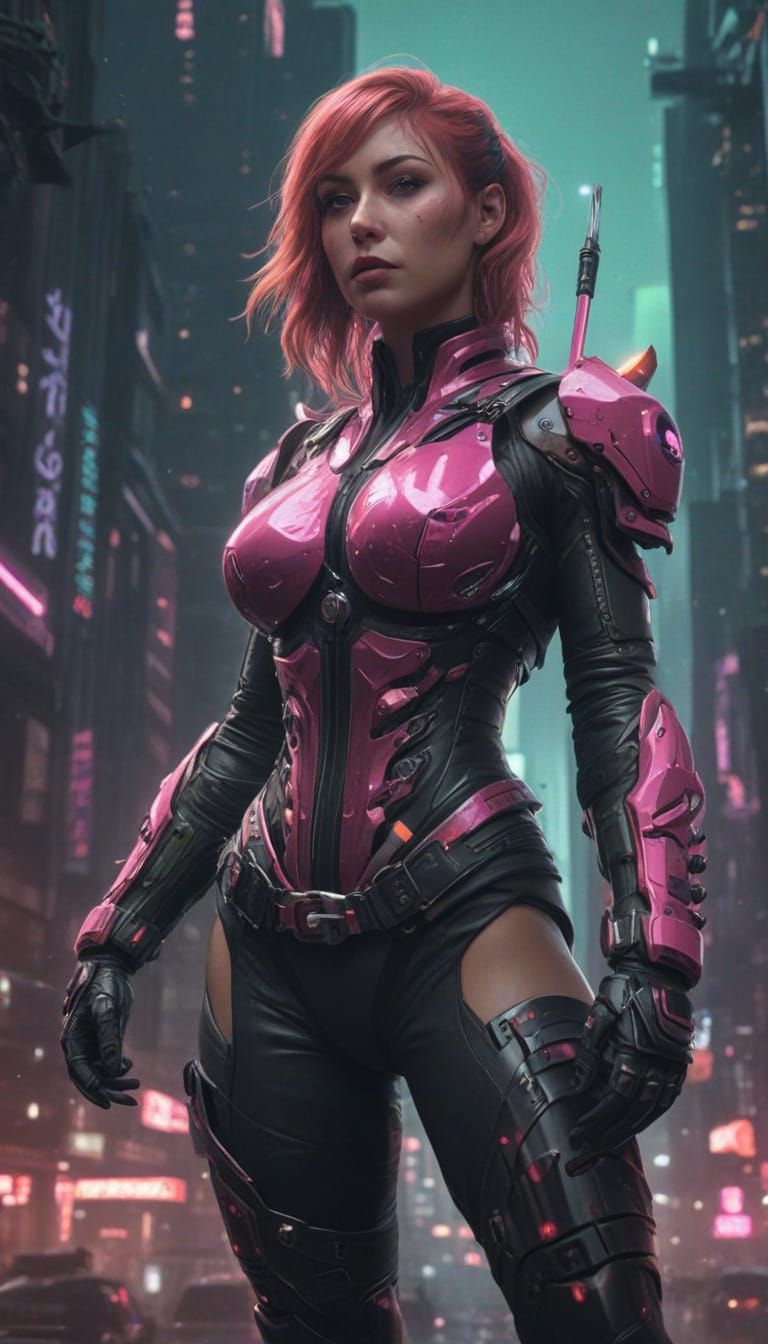 Neon Ninja Warrior in Futuristic Skyscraper