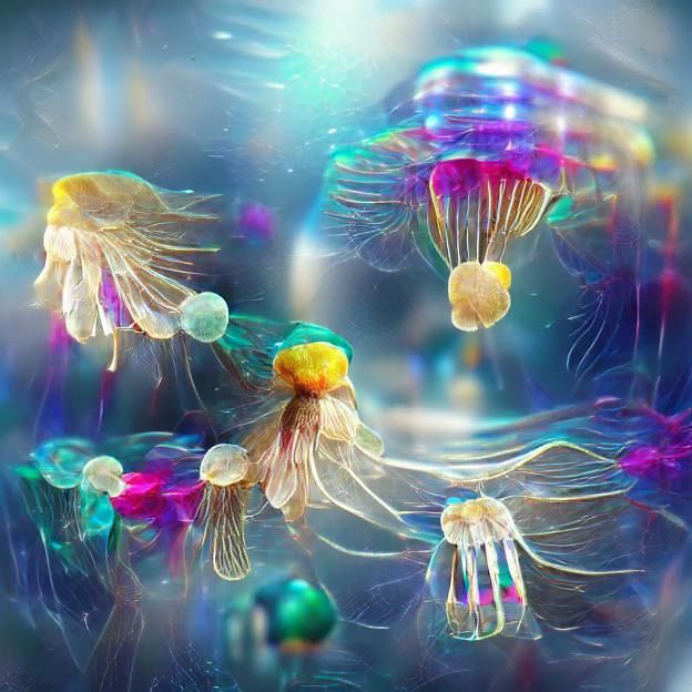 Translucent Jellyfish Underwater in 8K 3D