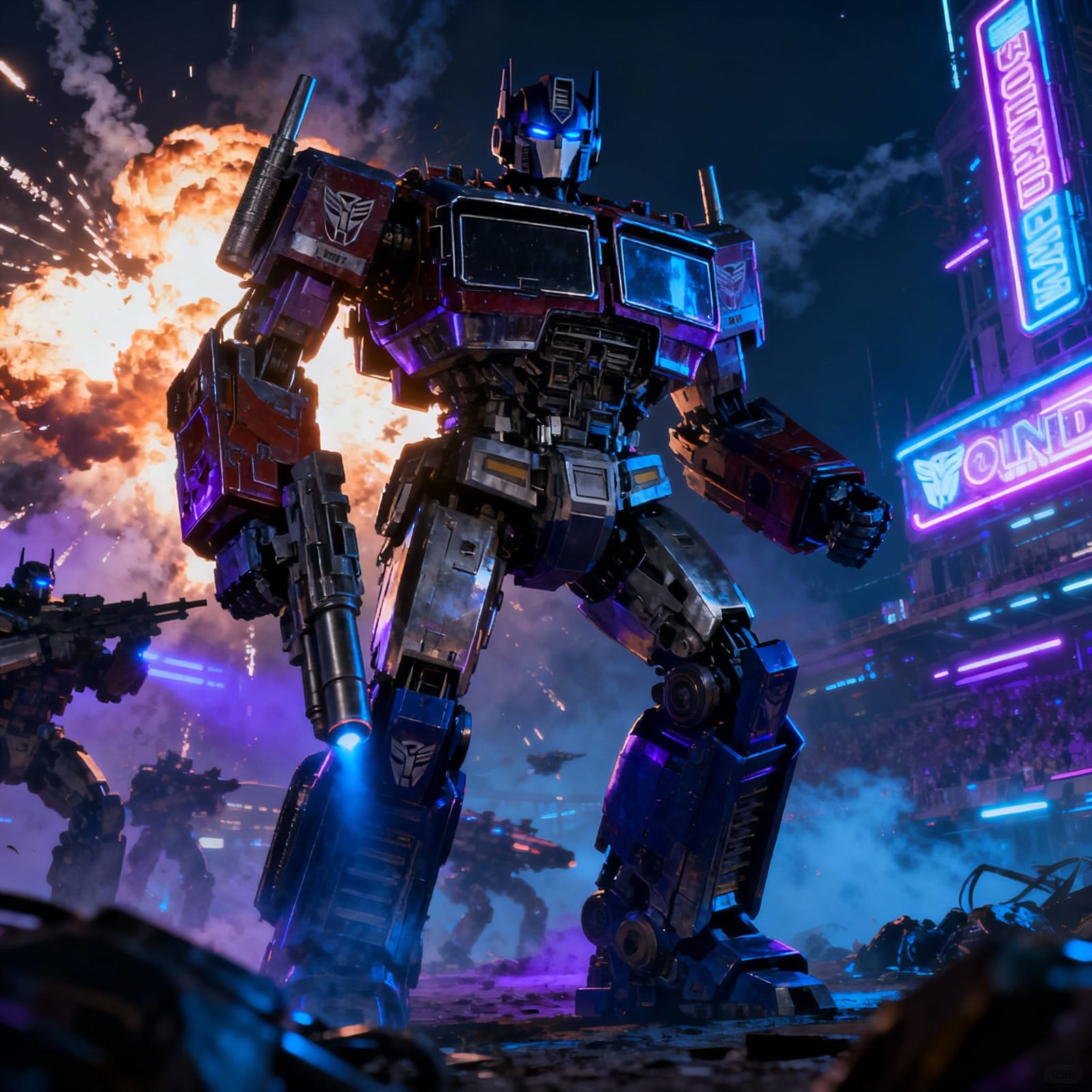 Soundwave in Futuristic Night Battle