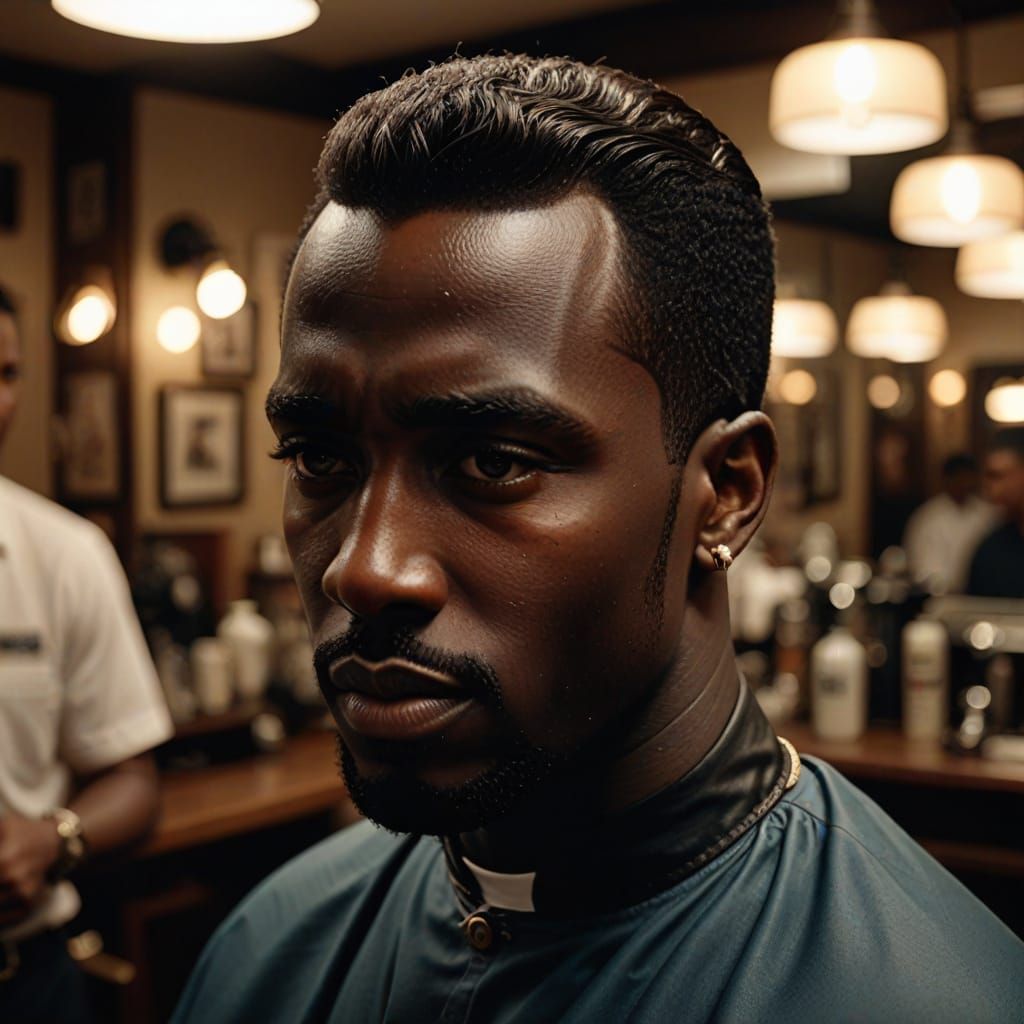 P Diddy's Low Taper Fade in Cinematic Hyper-Realistic Portra...