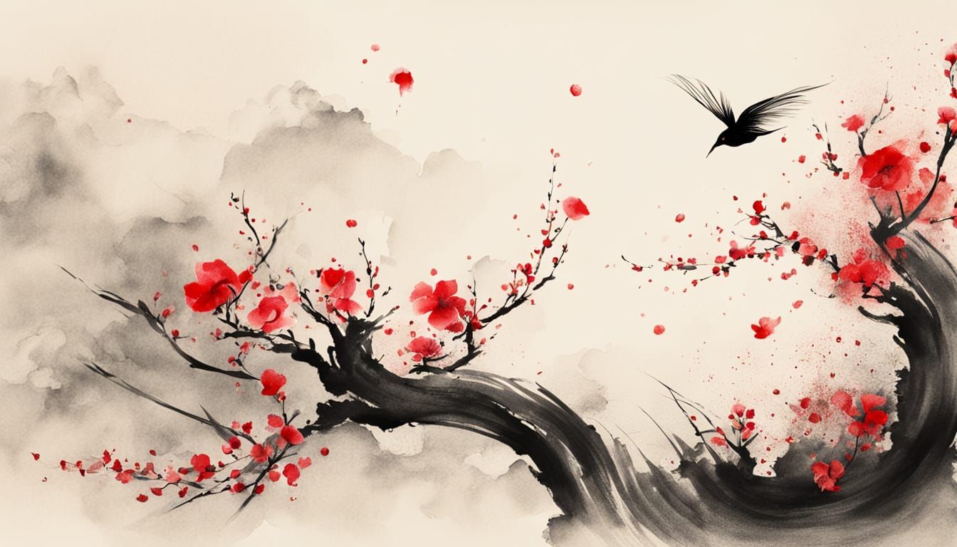 Pencil to Calligraphy: Surreal Ink Blossom Art