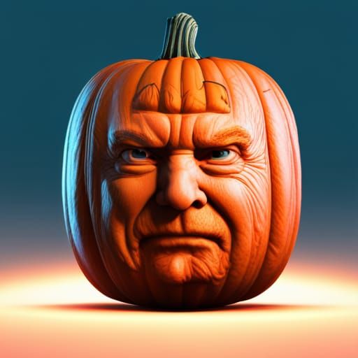 Fiery Trump Pumpkin Face: Fantasy Concept Art