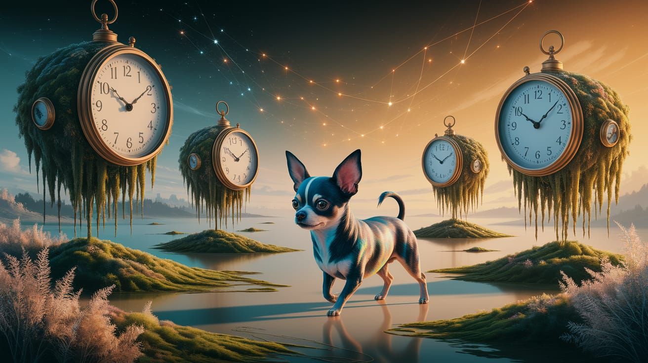 Chihuahua Made of Paint in a Dali-Inspired Dreamscape
