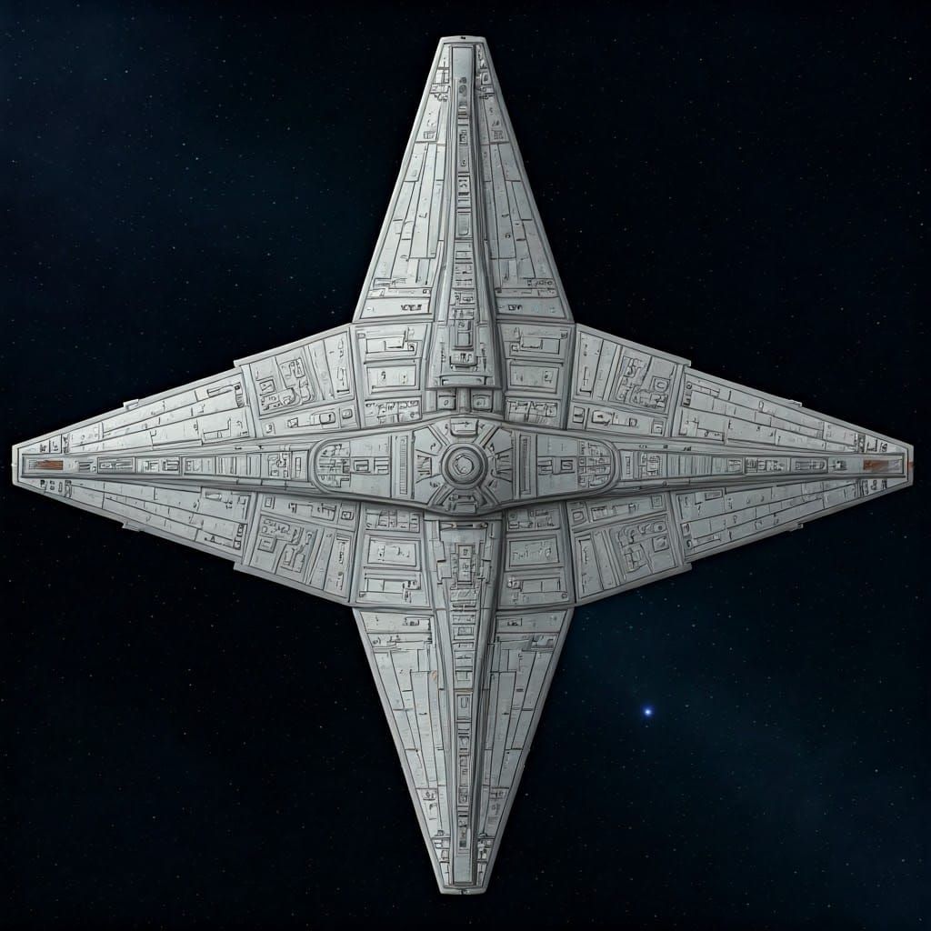 Sleek Silver Starship in Futuristic Space Station Setting