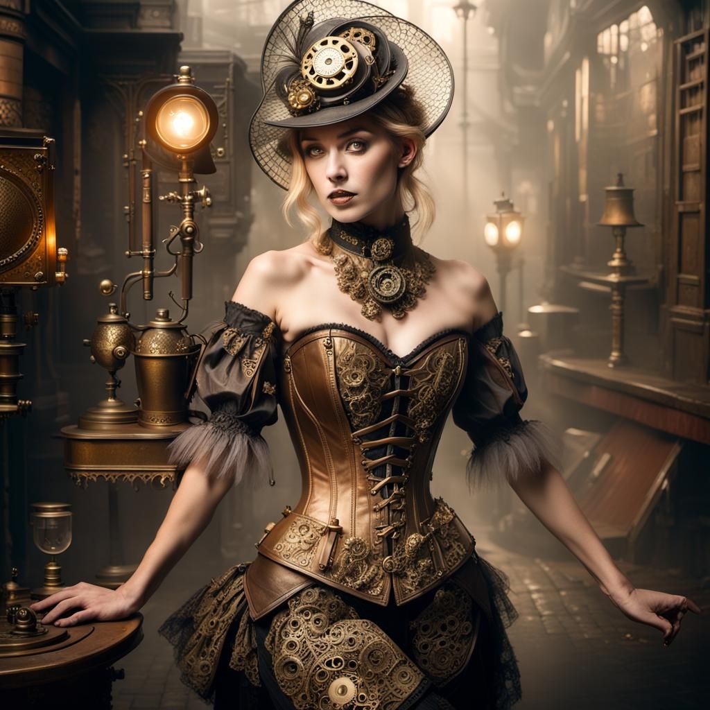 Steampunk Siren in Victorian Alley
