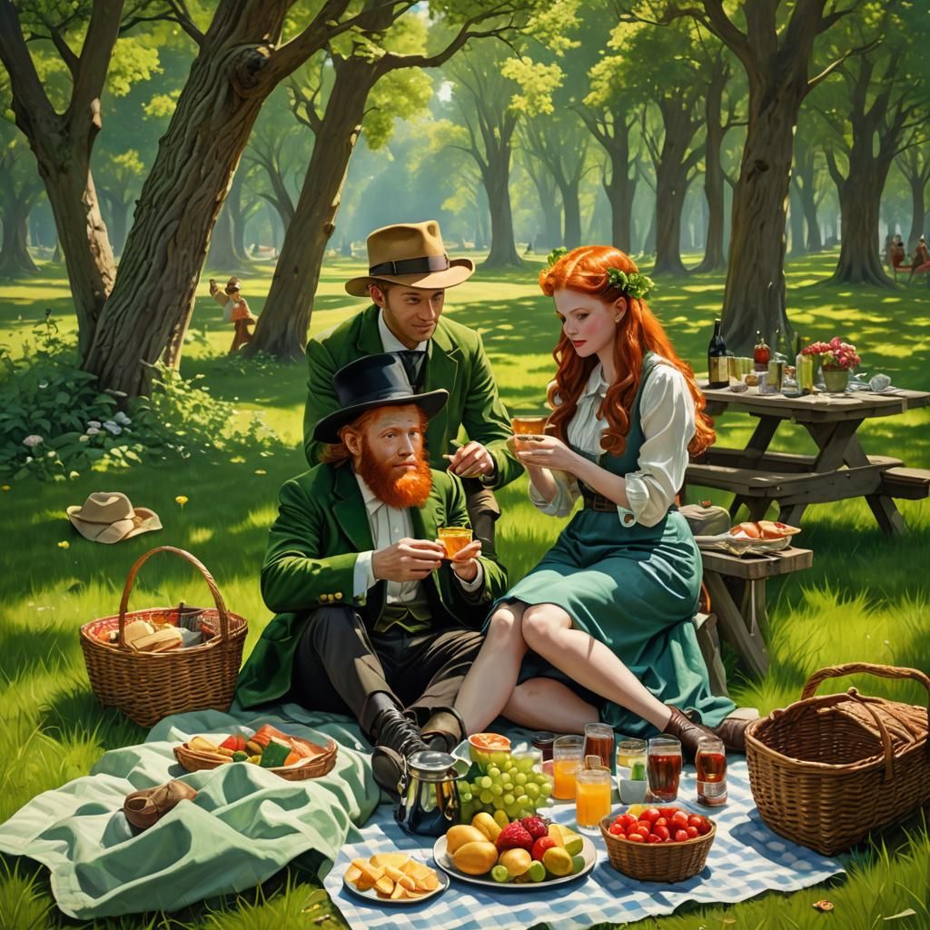 Leprechaun and Redhead Picnic in Summerscape