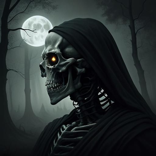 Gothic Surrealism: Skeleton in Dark Dreamscape