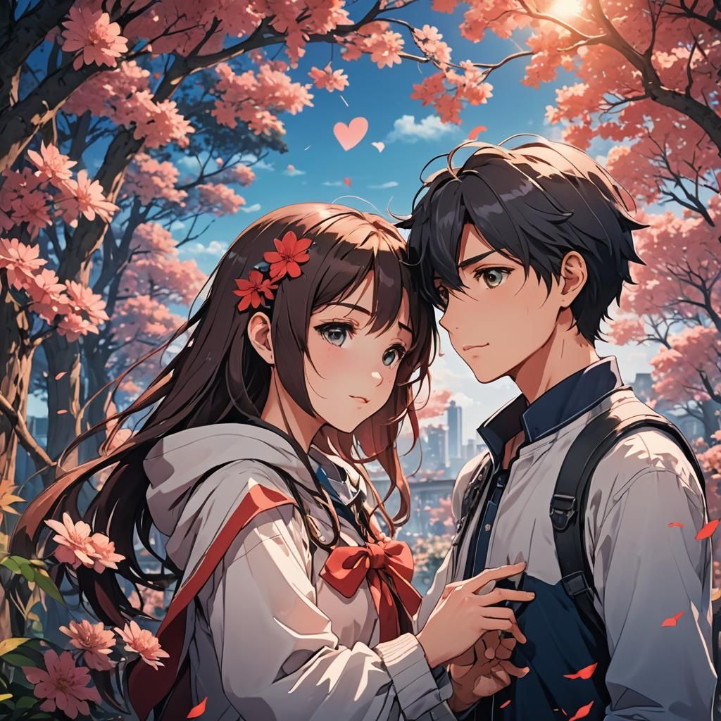 Anime-Style Manga Scan of Young Couple in Love