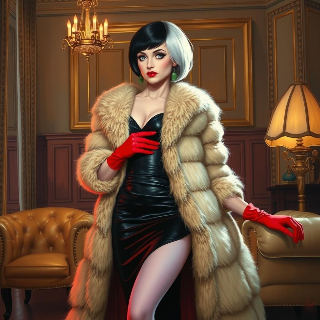 Cruella Deville in Retro 80s Futurism Style