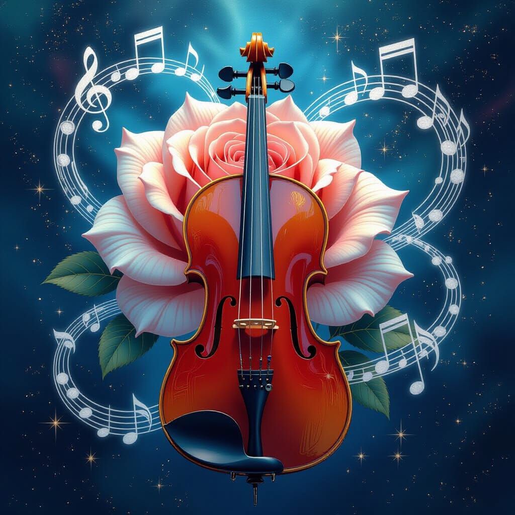 Majestic Rose Violin with Gold Trim