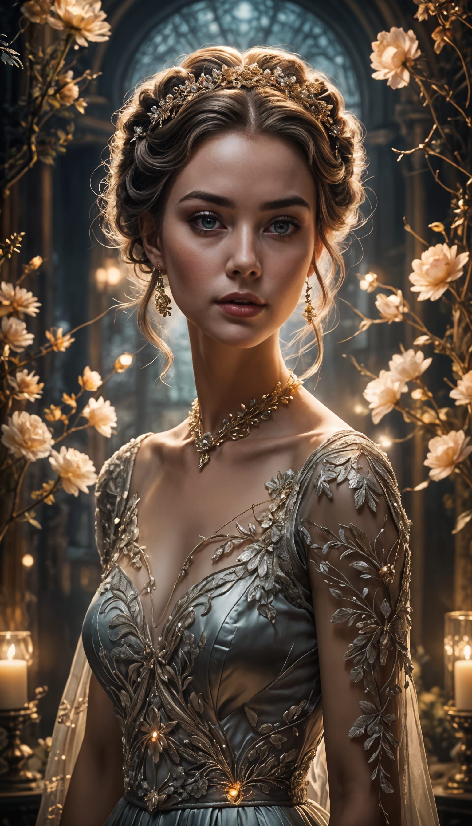 Enchanting Woman in Mystical Forest Portrait