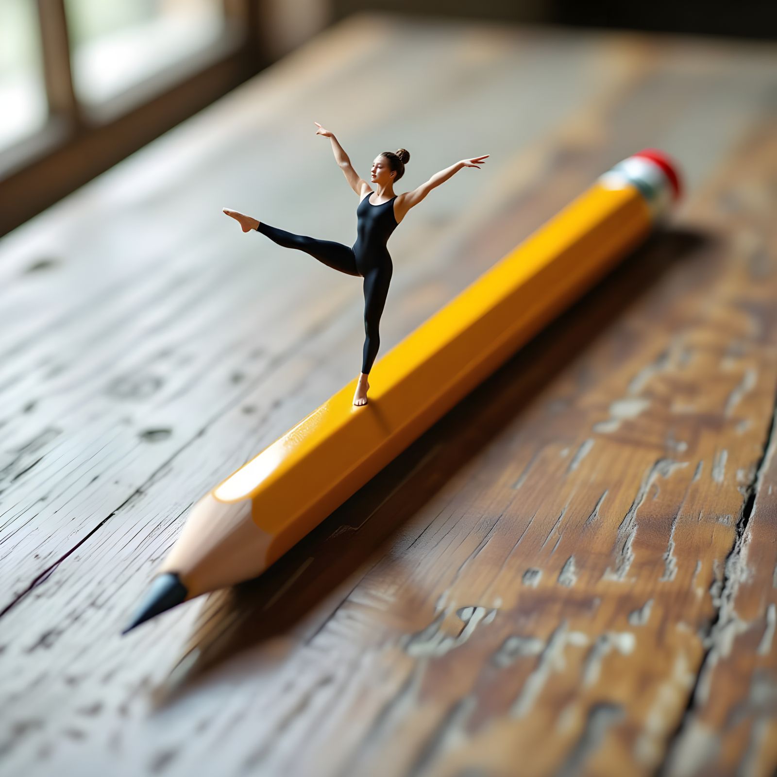 Gymnast Balances on Pencil Tip: Professional Photography
