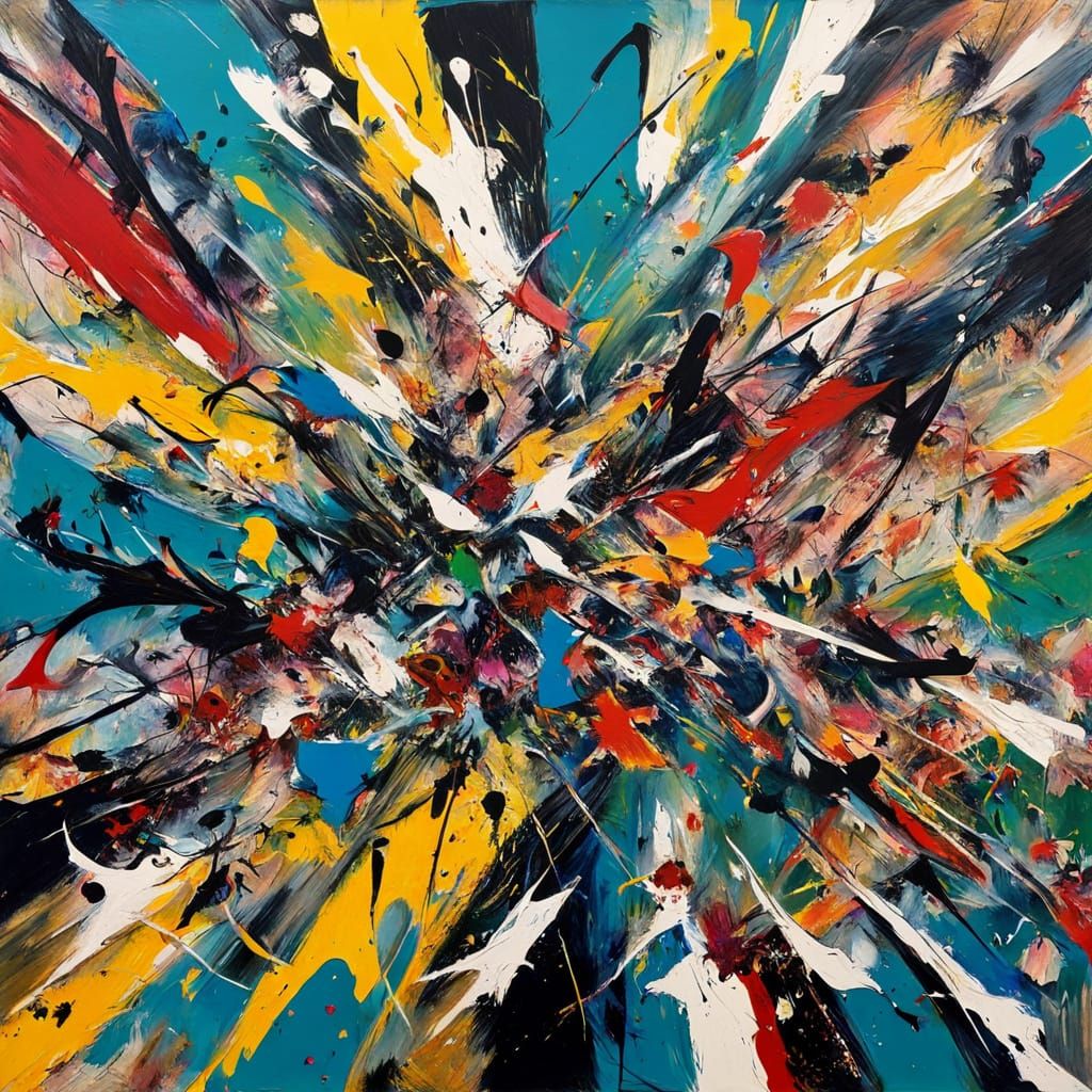 Abstract Expressionist Explosion of Color and Texture