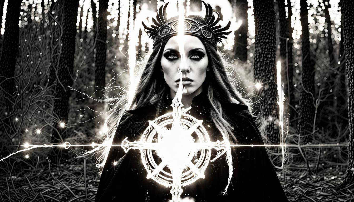 Gothic Black and White Hekate, Valkyrie, Valhalla Art