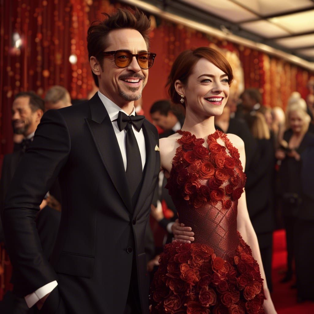 Red Carpet Photo of Smiling Actors in Cinematic Style