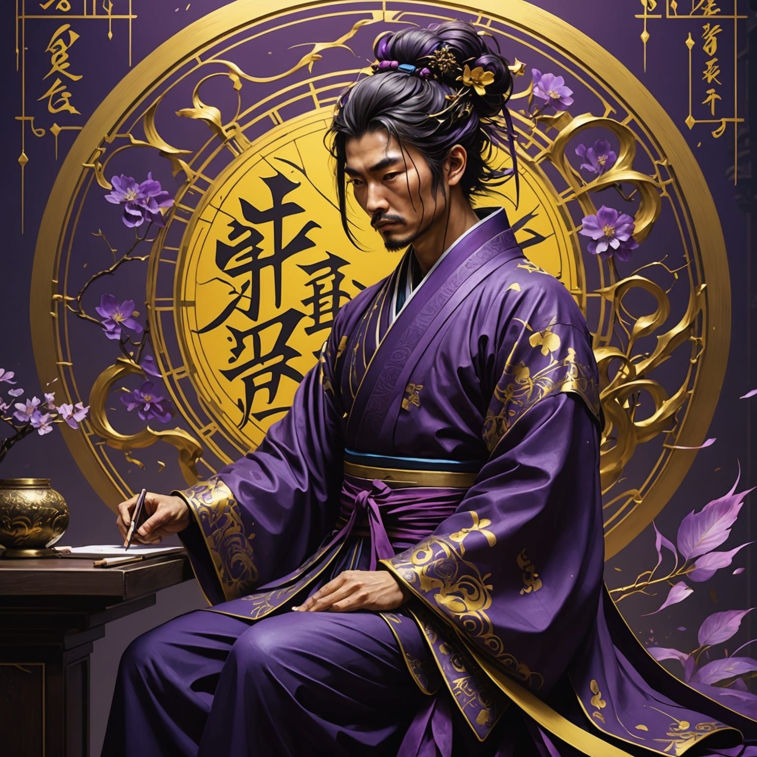 Dark Fantasy Japanese Calligraphy Master in Unreal Engine