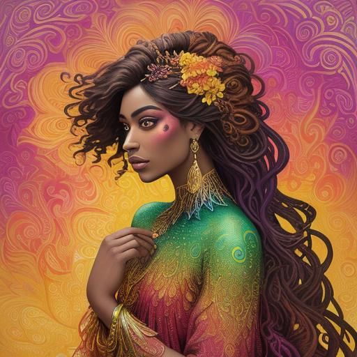 Dragon Peacock Woman in Abstract Expressionism Style