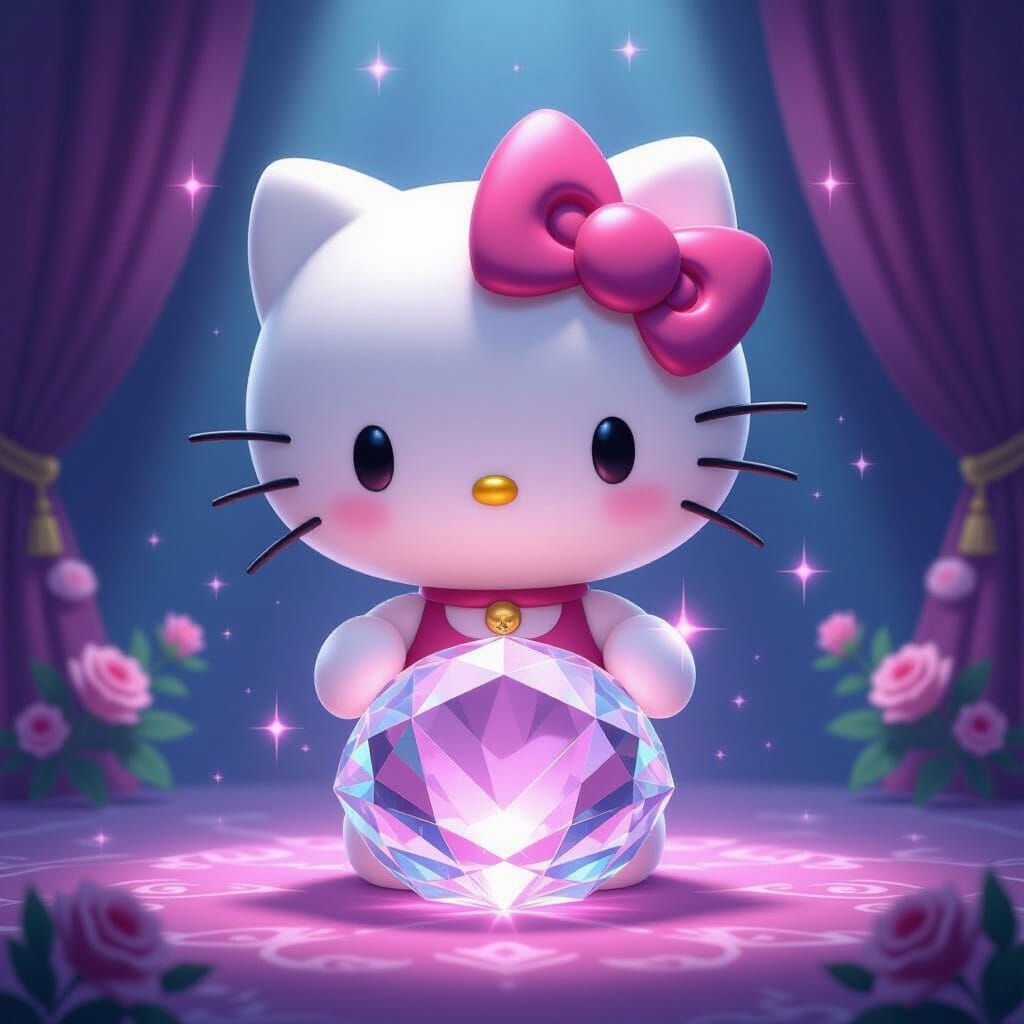 Crystal Hello Kitty in Studio Trigger Anime Style