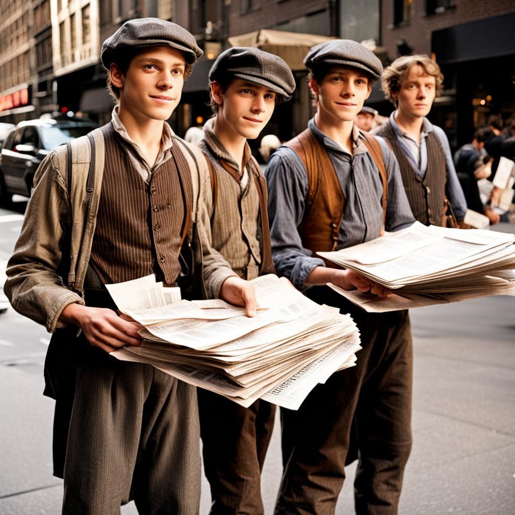 Newsies Selling Newspapers on the Street
