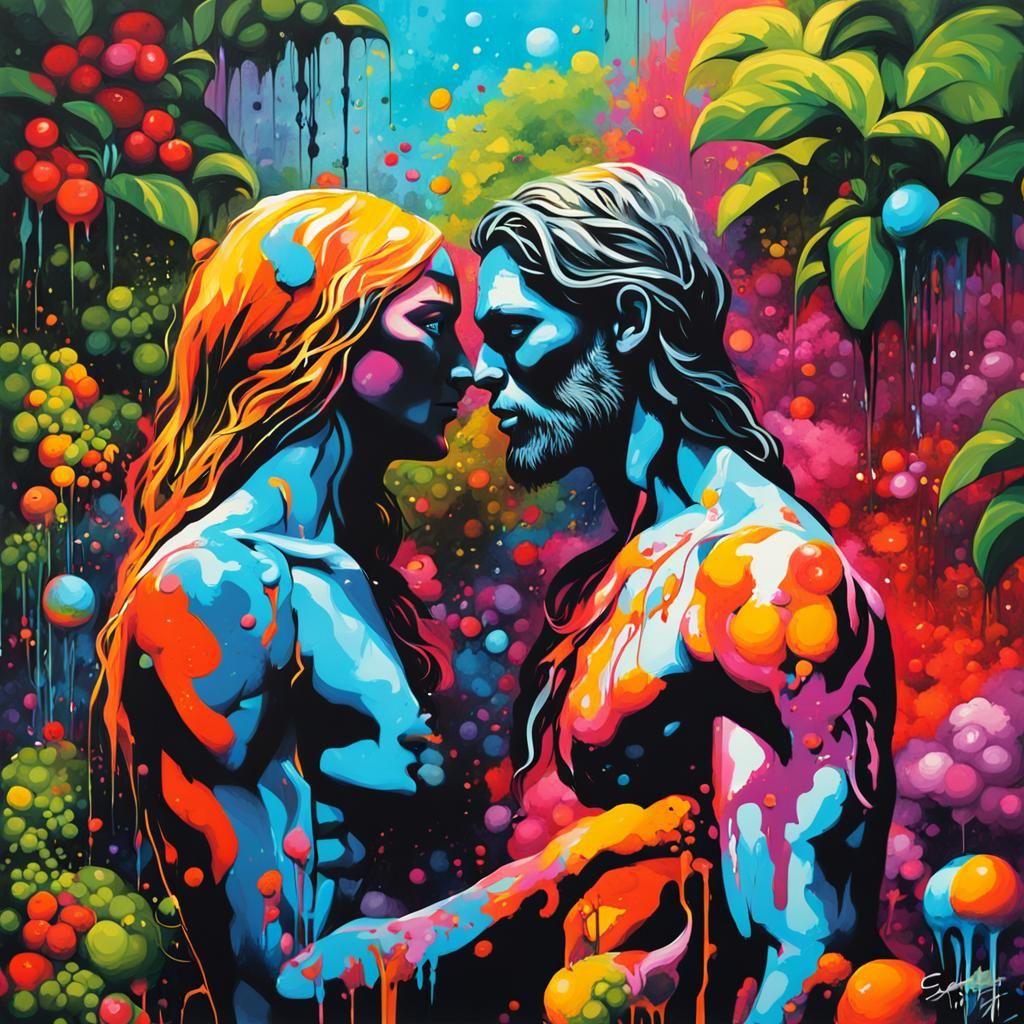 Adam and Eve: Graffiti Art in Eden Garden