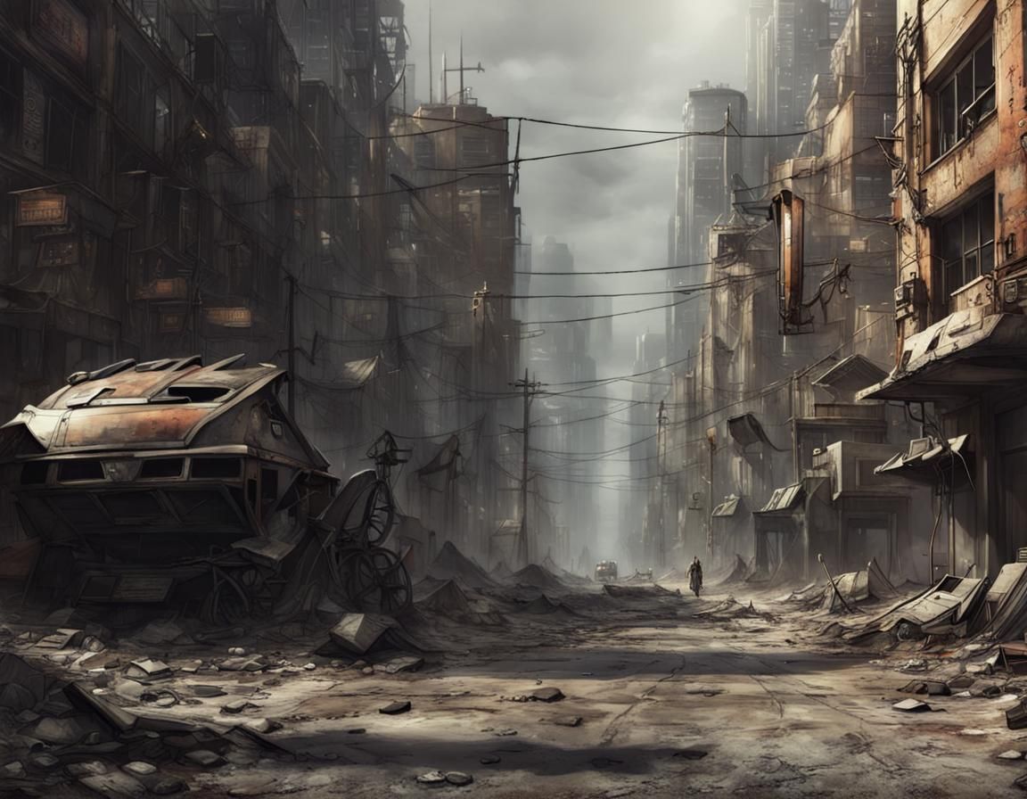 a post apocalyptic sci fi street