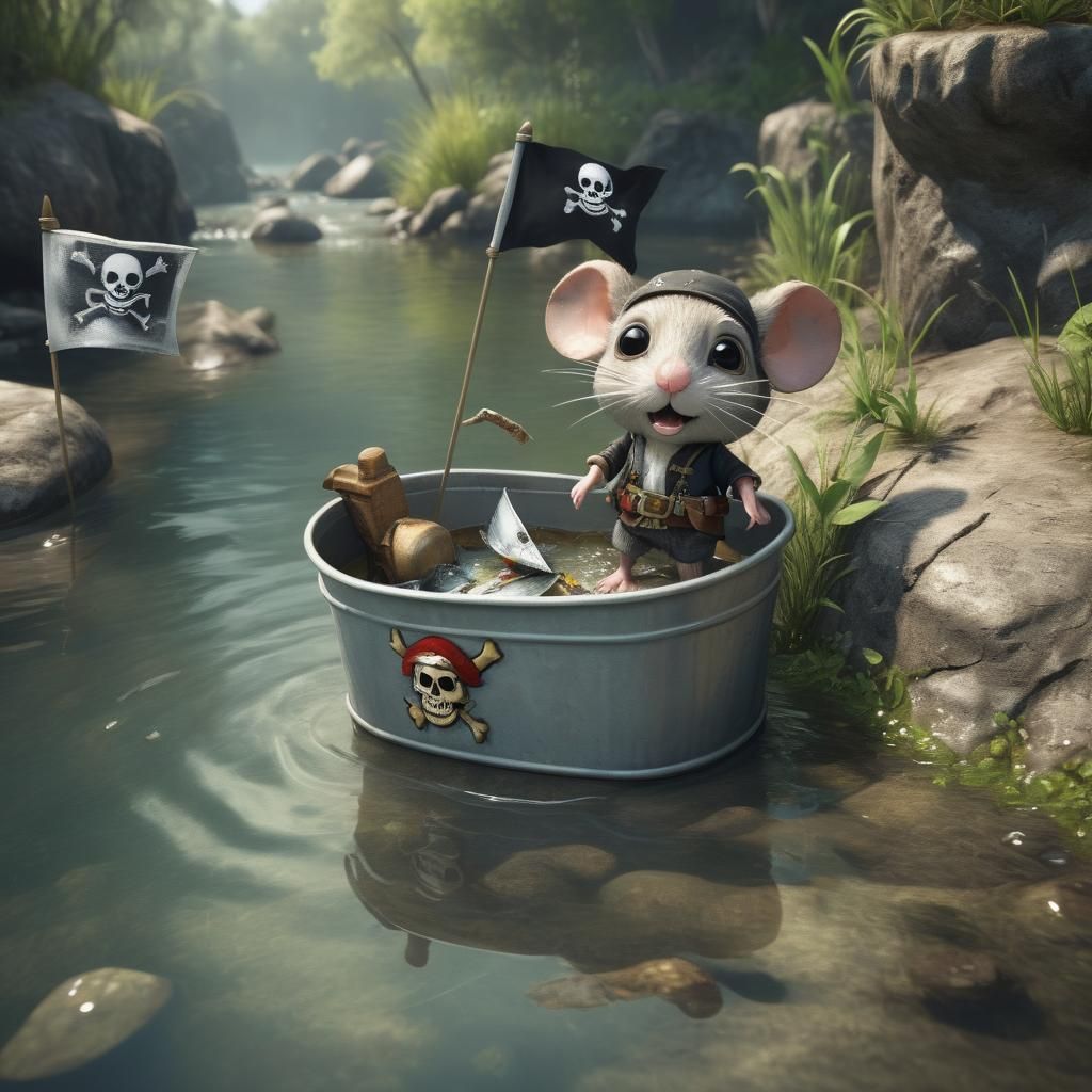 A mouse pirate in his ship