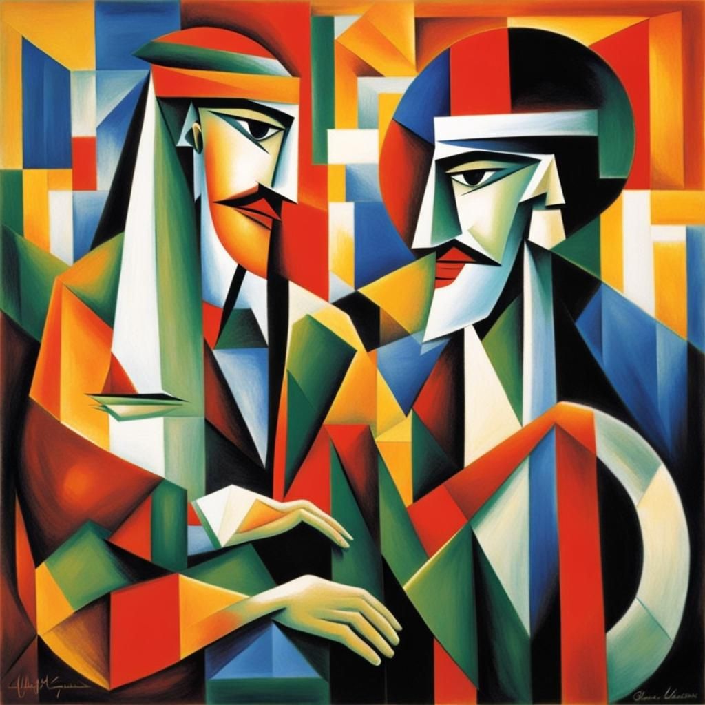 Men in Arab and Jewish Dress in Cubist Style
