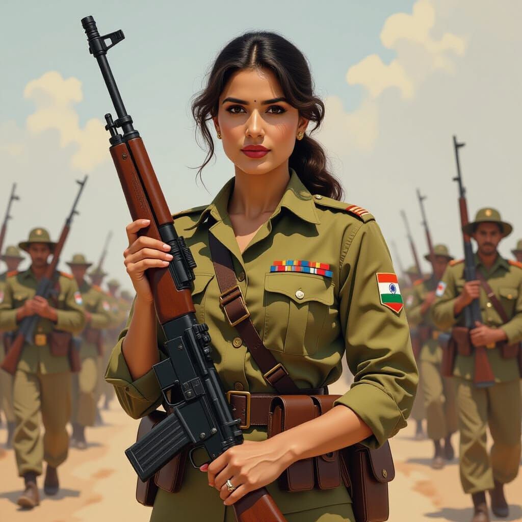 Neera Arya: A Portrait of Bravery in Oil Painting Style