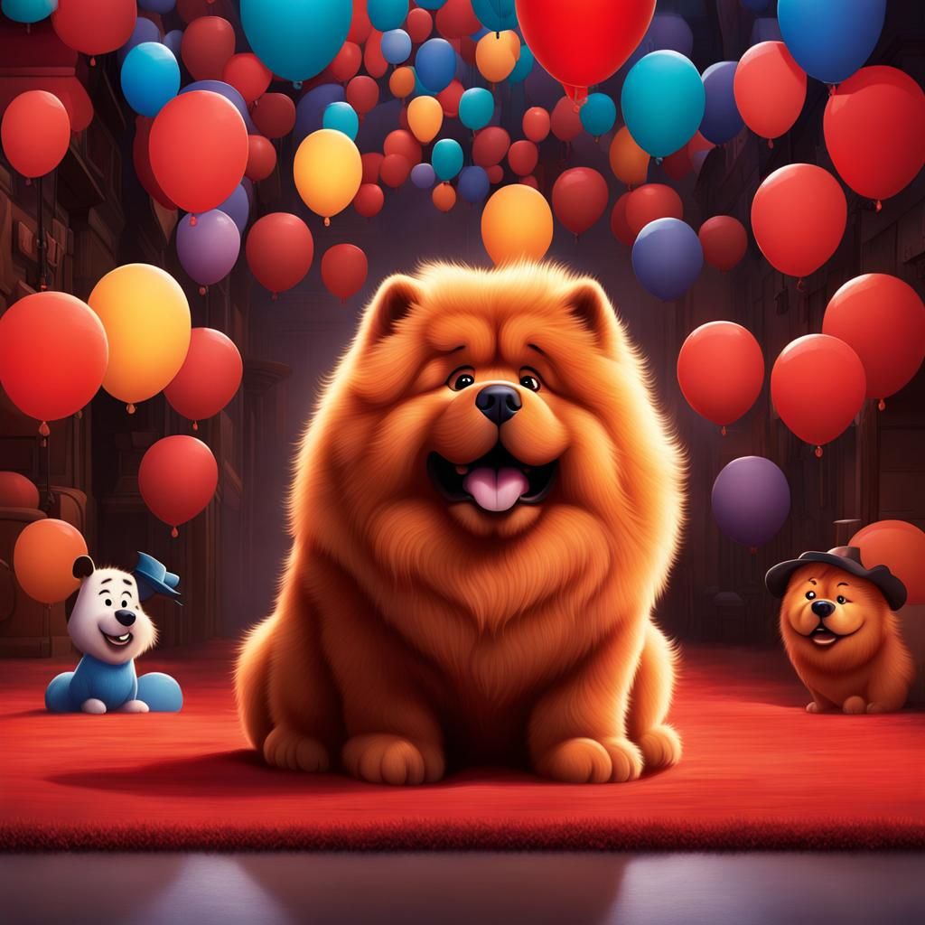 Red Chow Chow in Disney Pixar Style