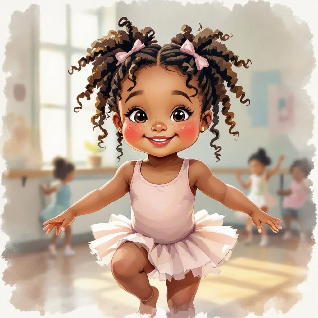 Jazz Dance Class: Watercolor Portrait of Girl