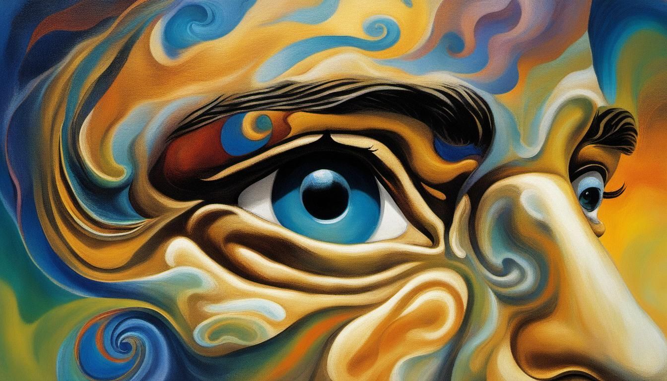 Surreal Face with Swirling Imagination Patterns