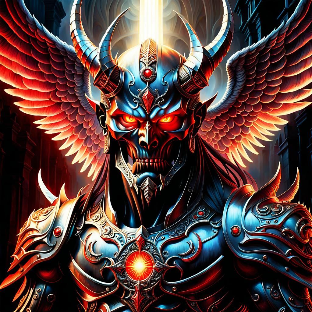 Metallic Demon vs. Archangel in Ethereal Battle