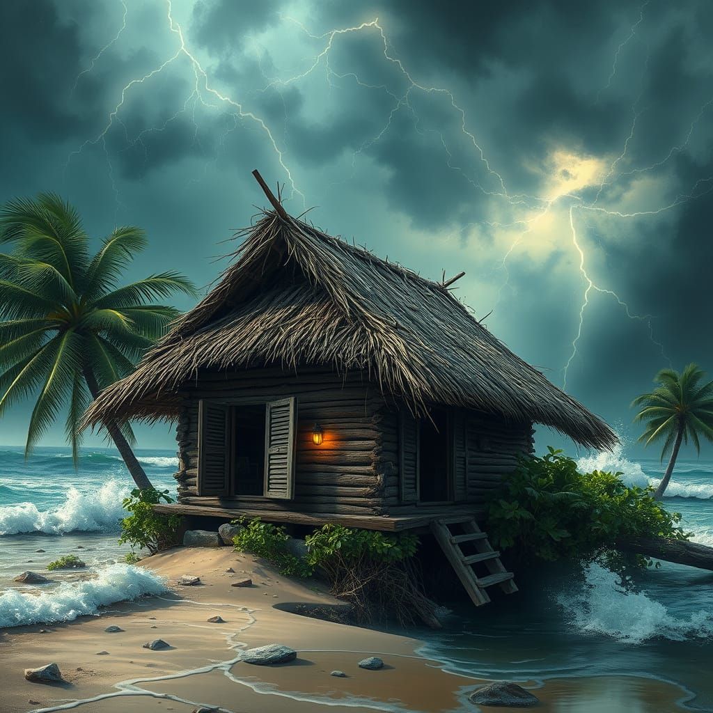 Dramatic Beachside Bungalow in the Eye of a Hurricane