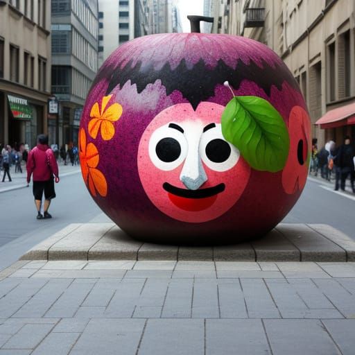 Fruit Portraits in Vibrant Street Art Style