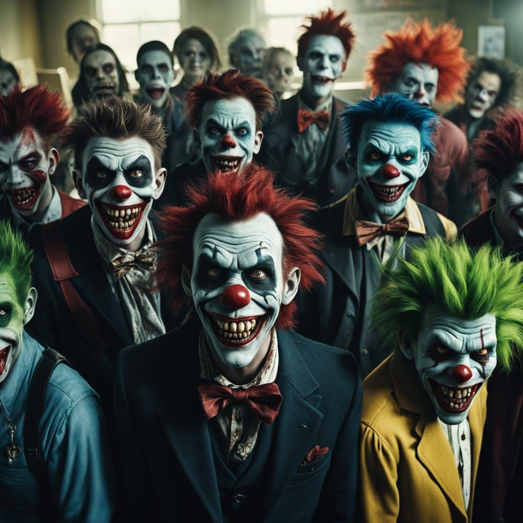 Zombie Monkey Clown Punk Rock Class Photo