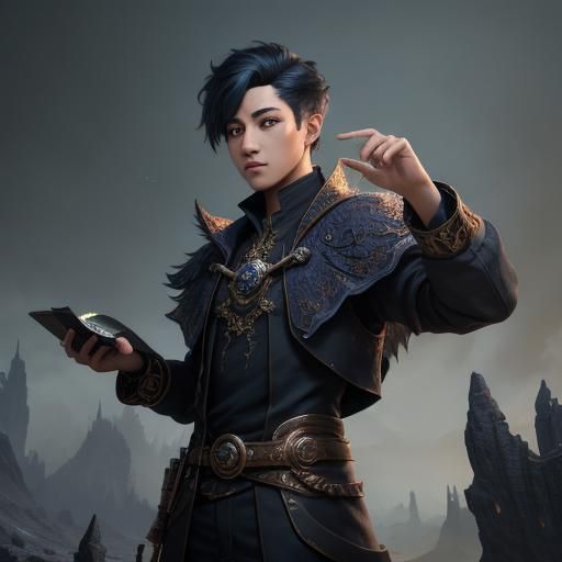 Fantastical Boy Magician in Detailed Digital Painting