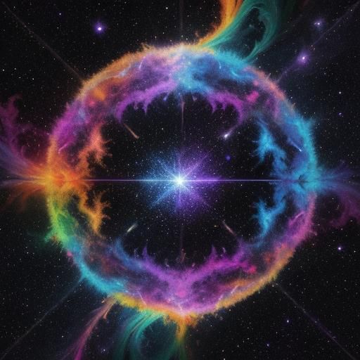 Starburst Explosion in Space as Surreal Oil Painting